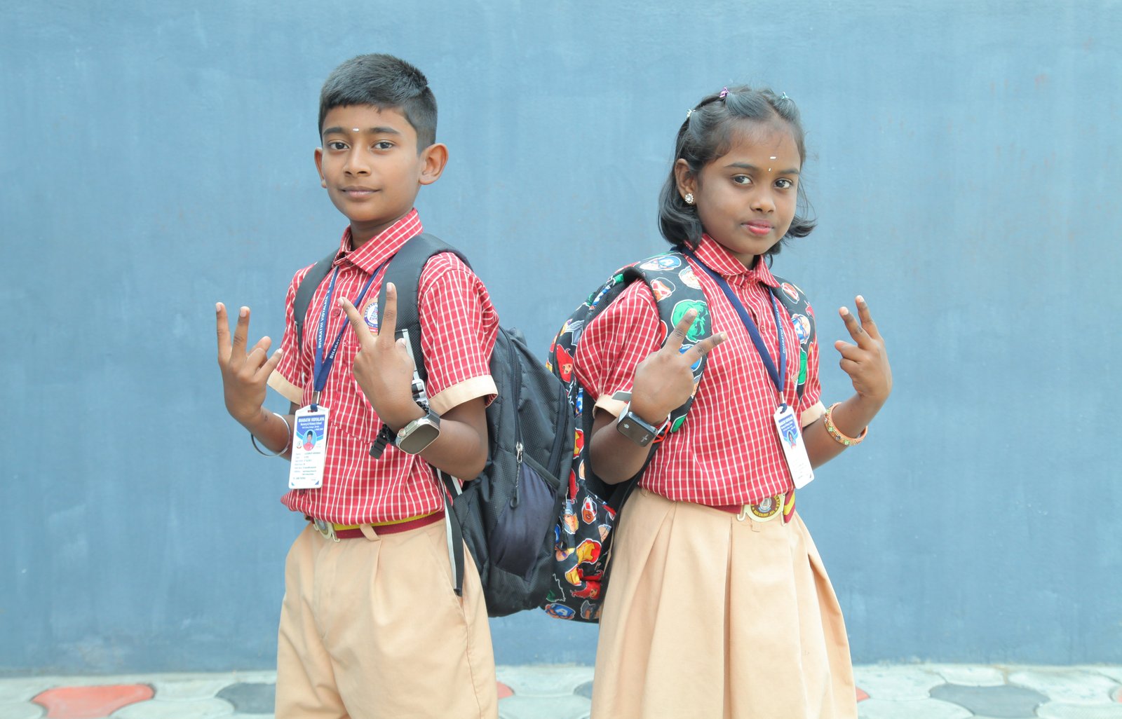 School students writting